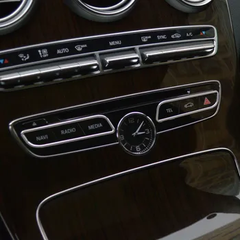 Auto Hliníkové Slitiny, Centrální Funkce Tlačítek Rám Dekorace Nálepka Střihu Pro Mercedes Benz C Class W205 GLC X253-17