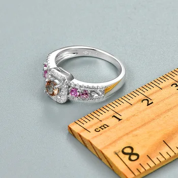 ATTAGEMS 925 Sterling Stříbrné Prsteny pro Ženy, Malý Kulatý Řez Vytvořen Zultanite Krásný Romantický Prsten k Narozeninám Kvalitní Dárky