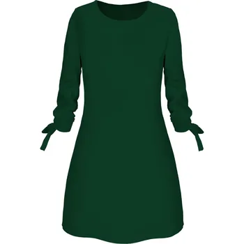 2019 Jaře Nové Módní Jednobarevné Šaty Příležitostné O-Neck Loose Šaty 3/4 Rukáv Luk Elegantní Plážový Ženské Vestidos Plus Velikosti