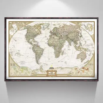 Velké Vintage Mapa Světa Kancelářských potřeb Podrobné Starožitný Plakát na Zeď Graf Retro Papír, Matný Papír Kraft 28*18inch Mapa Světa