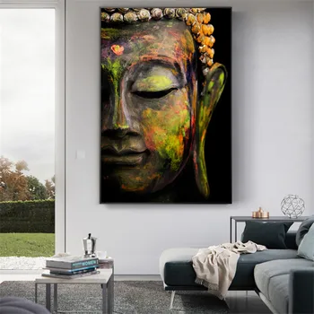 Abstraktní Buddha Portrét Plátno Malování na Plakáty a Tisky Buddha Buddhismus Umění Zdi Obrázek Cuadros Domácí Dekorace Room Decor