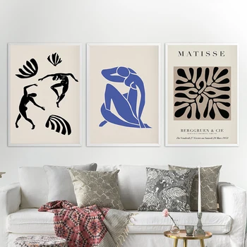 Matisse Jednoduchý Fashion Moderní Modré Skica Nahé Postavy, Styl Domácí Dekoraci Obrazy plakáty a Tisky Plátno Umění Zdi Obraz