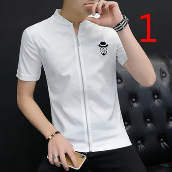 Módní protáhnout pevně stlačena košili pevně kolem krku korejská verze slim příliv mládeže-krátký rukáv t-shirt