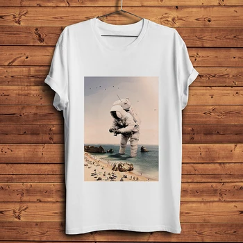 Mimozemský Astronaut v beach t shirt men letní nové bílé homme ležérní krátké cool geek tričko unisex dárek