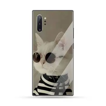 Roztomilý kočka Telefon Pouzdro Tvrzené sklo Pro Samsung S6 S7 edge S8 S9 S10 e plus note8 9 10 pro