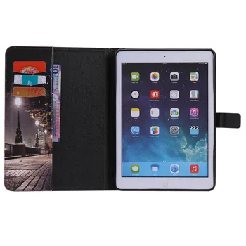 Karikatura maloval silikon + pu peněženka pouzdro Flip Stand Tablet ochranné Pouzdro Kryt Pro Apple iPad Air 5 A1475 A1476 1474 9.7
