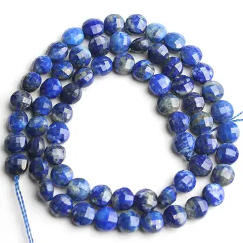 6MM Přírodní Tváří Lapis Lazuli Kámen Korálky, Flat Round Volné Distanční Korálky Pro Výrobu Šperků DIY Náramky, Náhrdelník, 15