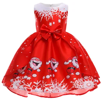 Vánoční Dítě Dívky Bowknot Kostým Princezna Šaty Karikatura Tisk Šaty Dívky Pettiskirt Kostým 2020 Podzimní A Zimní Nové