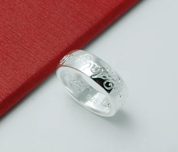 Módní retro stříbrné šperky. Pevné 925 Stříbro ryté magie text prsten. Kouzlo žena, muž stříbrný prsten. Pár Vánoční dárek