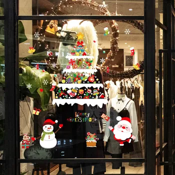 DIY Santa Claus Vánoční dárek strom Samolepky Shop Okenní Sklo, Dekor Vánoční Dekorace Domů Obtisky Festival