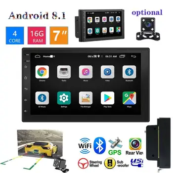 Nový Android 8.1 Auto Rádio Bluetooth Mp5 Stereo 1 DIN Auto Multimediální Přehrávač, Dotykový Displej, GPS Navigace, FM Rádio, Podpora Fotoaparát