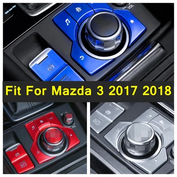 Lapetus Elektrické Ruční Parkovací Brzda / Media Otočné Tlačítko Kryt Čalounění Interiéru Kov Refit Kit Vhodné Pro Mazda 3 2017 2018