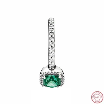 Originální 925 Sterling Silver Čerstvé Zelené Centrální Čtverec Crystal Halo Prsteny pro Ženy Jemné Šperky Zarámované s Jasnou CZ FLR148C
