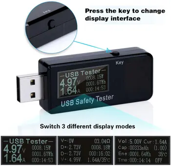 USB Digitální Energie Metr Tester Multimetr Proudu a Napětí Monitor, DC 5.1 30V Amp Napětí Měřič Napájení, Test Rychlosti Nabíjení