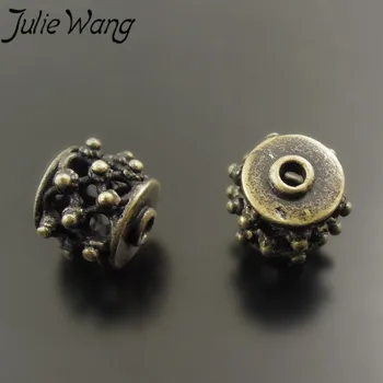 Julie Wang 10ks/pack Starověké Azurový Přívěsek Náboženské Styl Šperky, Doplňky Kulatý Otvor Dutého Tvaru, Narozeniny, Strana, Tancovat