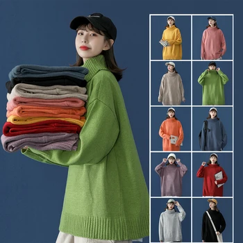 Zimní Oříznout Rolák Svetry pro Dámské 2020 Módní Trendy Barevné Pletené Svetr Topy Vintage Mikiny Harajuku Streetwear