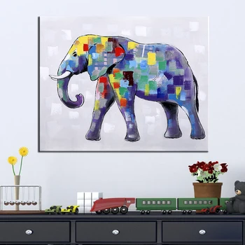 Ručně Malované Moderní Živočišný Olej Malování Slon Nástěnné Dekorativní Plátno Umění Obraz pro obývací pokoj Domácí Dekor