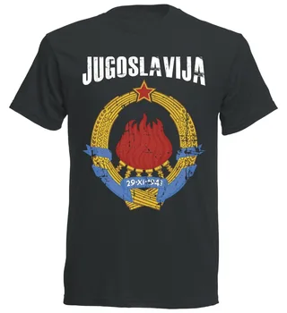 Jugoslavija Jugoslávie erb T-Shirt 2019 Fotbalista Vintage Black Crest Vysoce Kvalitní Pánské Bavlněné Oblečení Ringer T Shirt