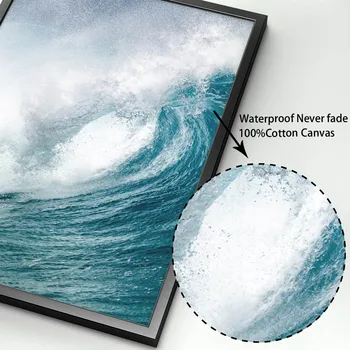 Modré moře, Vlny, Surfovat Citát Krajiny Wall Art Malířské Plátno Nordic Plakáty A Tisky Zeď Obrázky Pro Obývací Pokoj Domácí Dekor