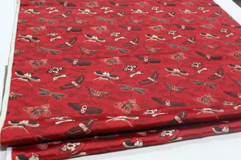HLQON 75cm šířka brokát příze barvené červený pták tkaniny pro patchwork cítil tkáně telas prostěradlo cheongsam šaty děti kabát