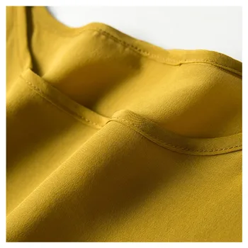 Silviye Hedvábí krátký rukáv T-shirt dámské hedvábné volné kolem krku Svetr malé tričko jednobarevné stlačena košili 2020 NOVÉ