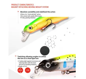Bearking 8cm/8,5 g magnet systém kvalitní rybářské návnady,různé barvy, potoční kliky 2017 hot model kliky návnady vynikající barvy