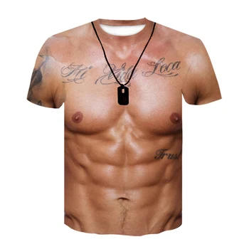 2020 top prodej nové Legrační 3D Svalové Tričko Mužů Letní Krátký Rukáv Fitness Tričko Cool Streetwear 3D Tisku Falešné Svalové T-shirt