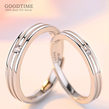 Trend Nové Double-line Duté Muži A Ženy Ring Čistého Stříbra 925 Prsteny Svatební Zirkon Vrtáku Šperky Prsten Pro Milence