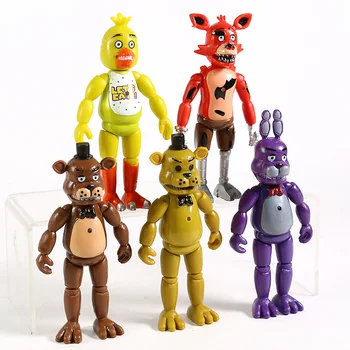 FNAF Pět Nocí v Freddy je Freddy, Bonnie, Chica a Foxy PVC, Akční Figurky, Hračky s Světlo 5ks/set