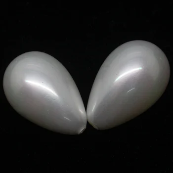 Velkoobchodní 2ks! 16x25mm Bílá Shell Pearl matka perla Kapka Slza Půl Díra Volné Korálky