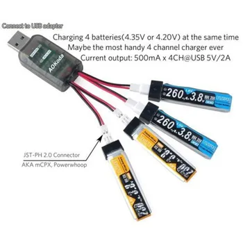 AOKoda CX405 4CH Micro USB Nabíječka Pro 1S E010 Malé Pokřik Lipo