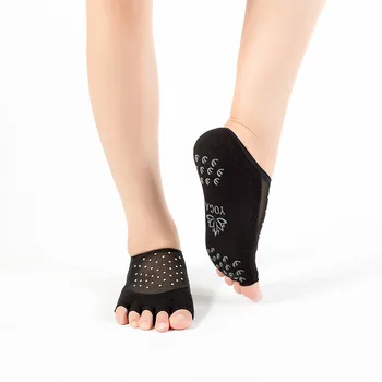 Výrobci obchodu bud hedvábí gázu, příze jednobarevné jóga ponožky Pilates ponožky protiskluzové ponožky otevřené toe pět prstů jógy ponožky