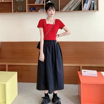 2020 Vysoký Pas Dámské Letní Dlouhé Sukně korejský Styl Bavlněné Povlečení Pevné-Prádlo Sukně Plus Velikosti M-8XL 11 Barva