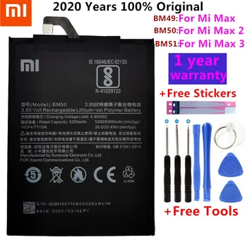 Originální Náhradní Baterie Pro BM51 Xiaomi Mi Max 3 Max3 / BM50 Mi Max 2 Max2 / BM49 Mi Max Originální Telefon Baterie +Nářadí